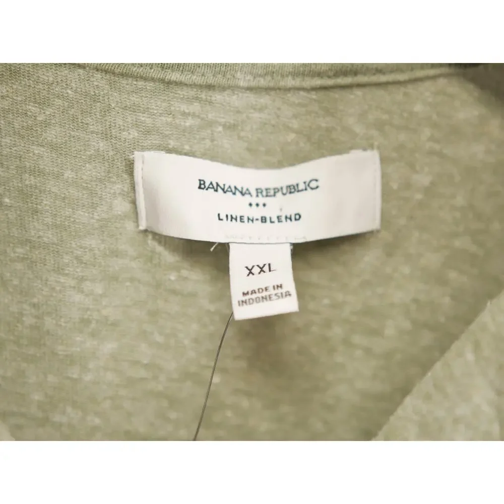 Banana Republic Shirt Mens XXL NWT Sage Green Linen Blend Pleated Resort